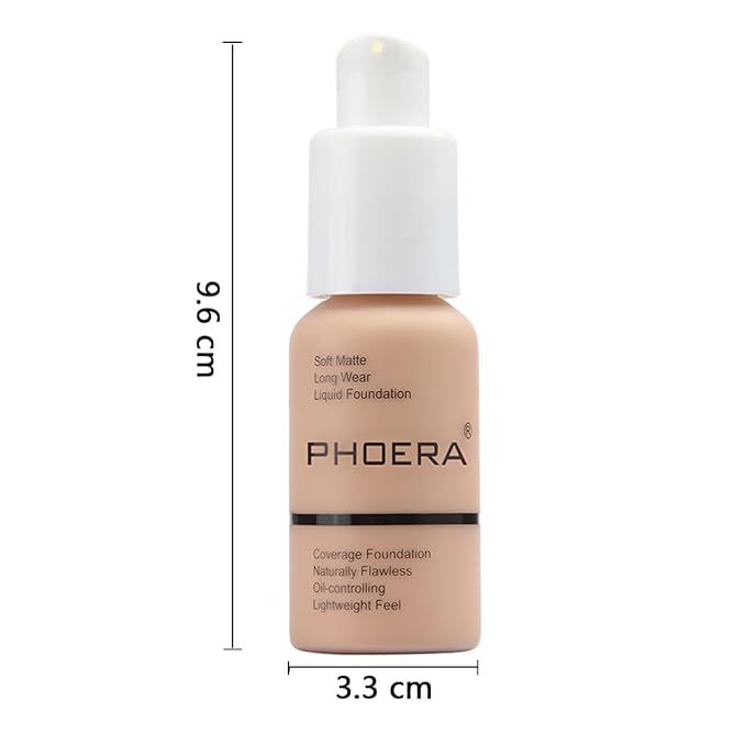 PHOERA Foundation,Flawless Soft Matte Liquid 102 Nude Foundation,24 HR Oil Control Waterproof Cream Foundation Makeup.