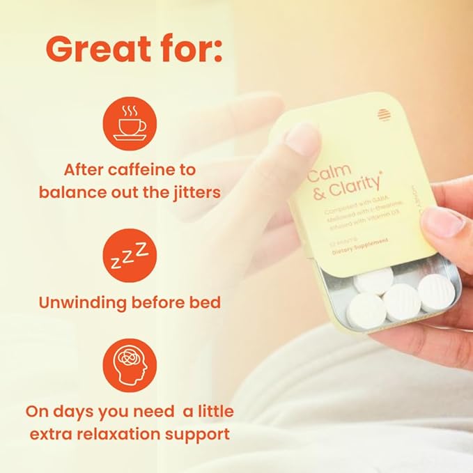 NeuroGum Calm & Clarity Mints (Honey Lemon, 72 Pieces) | GABA + L-Theanine + Vitamin D3 | Sugar Free Mood & Stress Relief Supplement