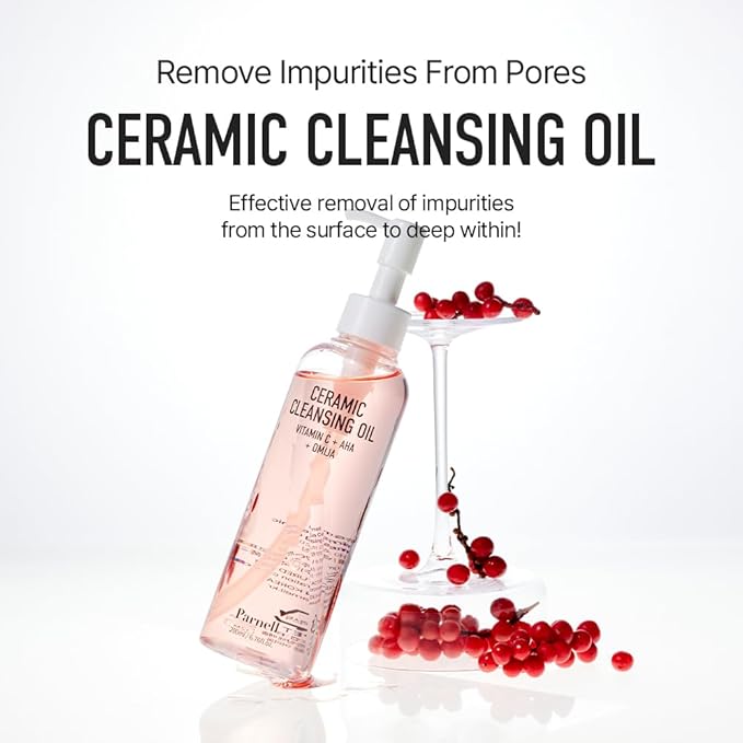 Parnell AHA Omija Ceramic Cleansing Oil 6.76 fl oz | Pore Purifying Sebum Control Deep Cleanser | AHA LHA PHA Omija | Non-Drying Korean Skincare (200ml)