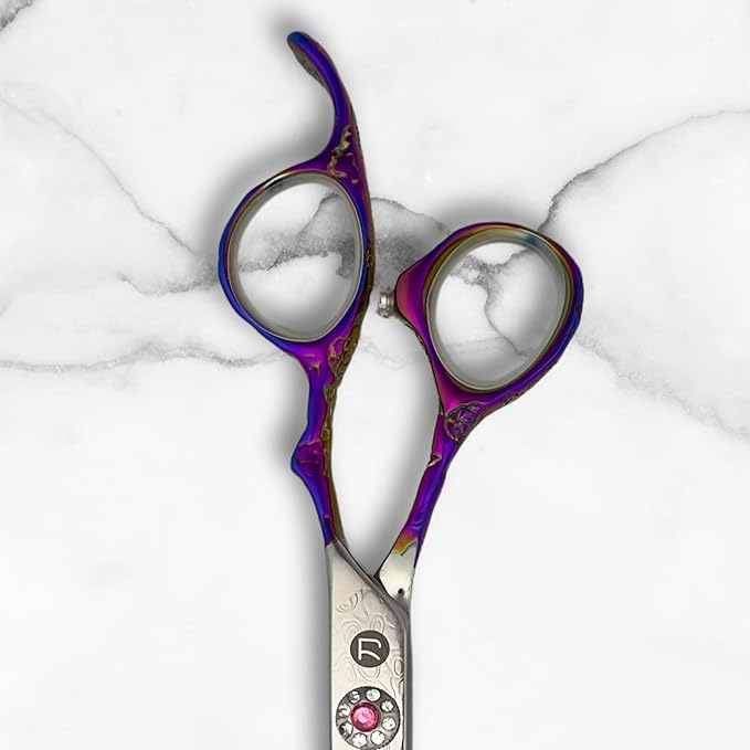 Saki Kohana Damascus Steel Hair Cutting Shears, 61-63 HRC Hardness, Japanese Convex Blade