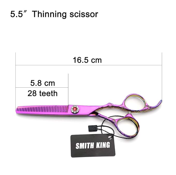 Professional Hair Cutting Scissors Set with Razor Comb Case,Hair cutting shears Hair Thinning shears with rose handle (5.5 inches)