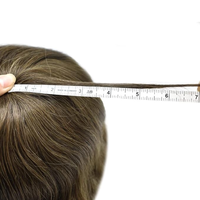 French Lace Mens Toupee Hairpieces Soft Human Hair Replacement System Natural Hairline Toupee for Men Lace Center with Poly V-Looped Man hair Units 8"X10" 4# MEDIUM BROWN