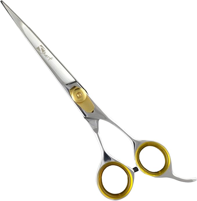 Sharf Professional Pet Shears Kit: Gold Touch Dog Grooming 7.5 Inch Curved Shear & 7.5 Inch Straight Scissors | Must-Have Groomers & Home Groomer Scissors Set