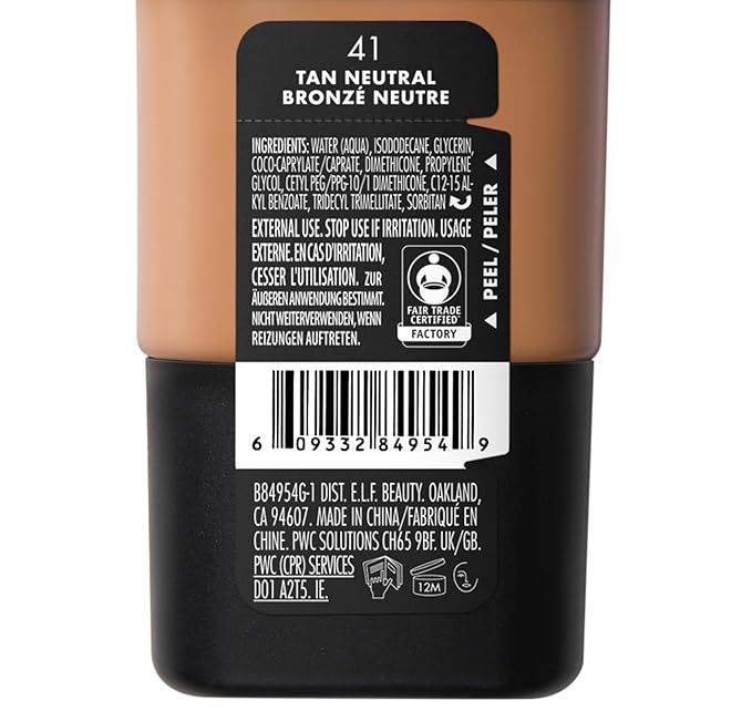 e.l.f. Soft Glam Foundation, Medium Coverage, Long-Lasting & Buildable Foundation For A Smooth, Satin Finish, Vegan & Cruelty-Free, 41 Tan Neutral