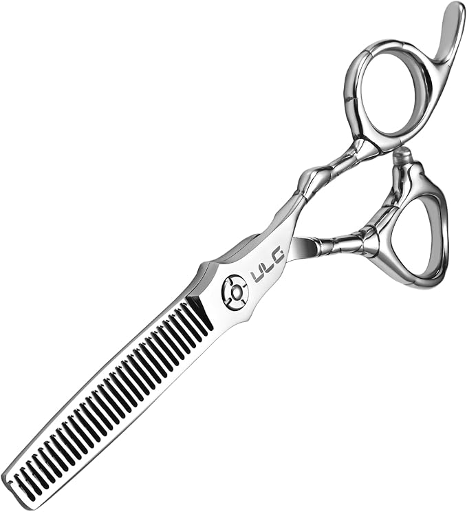ULG Professional Hair Thinning Scissors 7" Japanese Stainless Steel Hand-Honed Salon Barber Scissors for Stylist & Home Use, Texturizing Shears for Men & Women, Ergonomic Design with Patterned Handles
