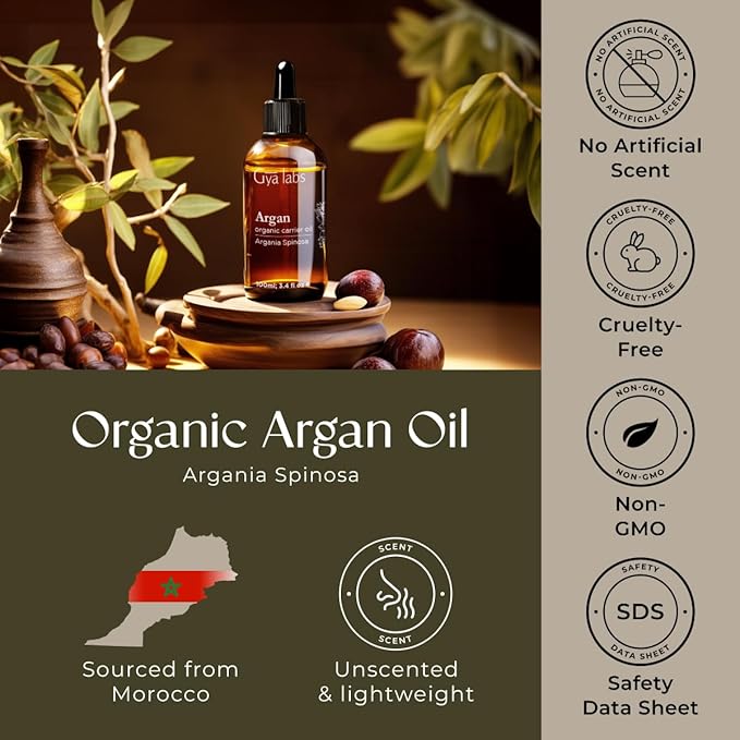 Gya Labs Argan Hair Oil - 3.4 Fl Oz - for Scalp Health, Strengthens & Protection from Damage