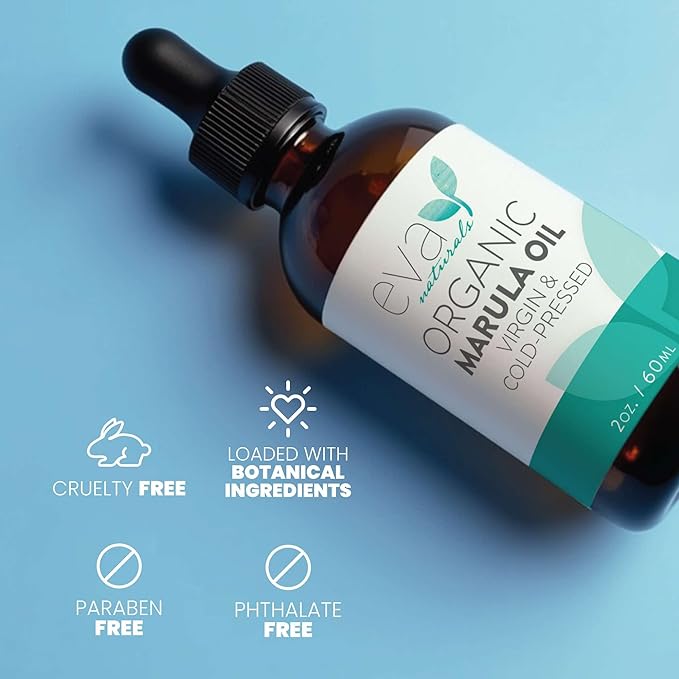 Eva Naturals Marula Oil – 100% Pure Cold Pressed Oil for Face, Hair, Skin & Body – Lightweight Facial & Massage Serum – Moisturizer for Aging Care, Gua Sha & Beard Use