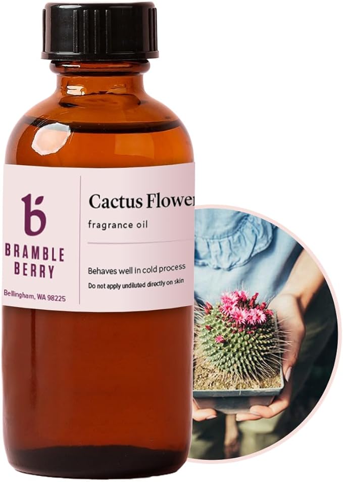 Bramble Berry Cactus Flower Fragrance Oil 2 oz | Fresh Green Floral Scent for Soap Making, Candles, Lotion, Bath Bombs & Perfume | Skin Safe, Vegan, Paraben & Phthalate Free