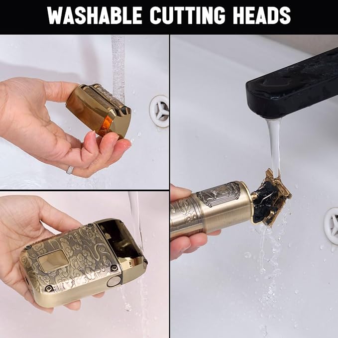 Hatteker Foil Shaver, Head Shaver Kit Beard Trimmer for Men Grooming Shaving Kit, Hair Trimmer, Cordless Head Shavers for Bald Foil Shavers Gifts for Him