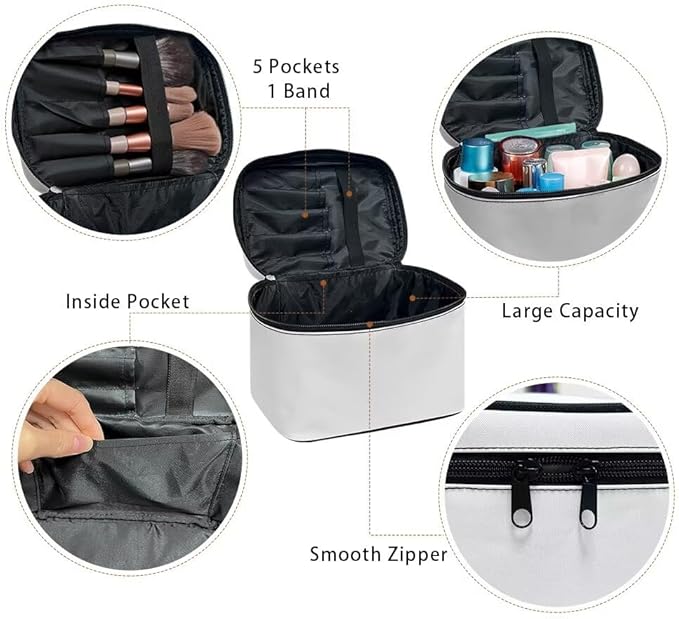 JoyLamoria Purple Marble Print Portable Cosmetic Bag Travel Makeup Bag Large Capacity Zipper Pouch