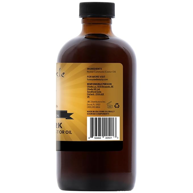 Sunny Isle Extra Dark Jamaican Black Castor Oil, 8 fl. oz. | 100% Natural High Potency Treatment for Hair, Scalp