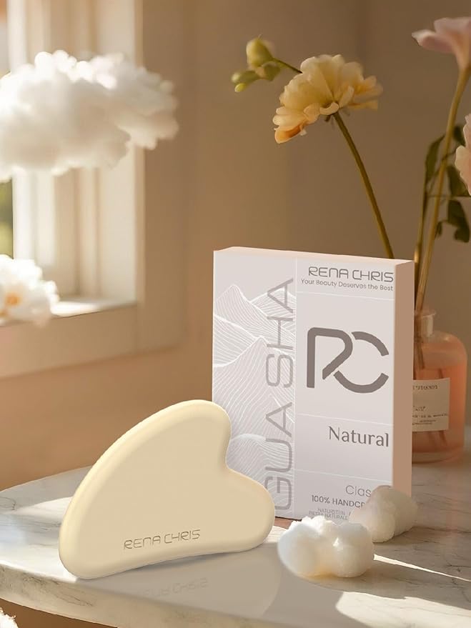 Rena Chris Gua Sha Facial Tools, Silicone Guasha Tool for Face and Neck Acupuncture, Facial Manual Massager Tool for Jawline Sculpting and Puffiness Reducing, Skincare Gift for Women