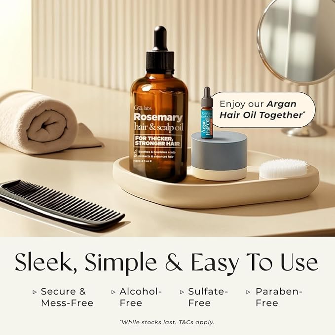 Gya Labs Rosemary & Castor Hair Oil - 4 Fl Oz - for Scalp Health, Strengthens & Protection from Damage