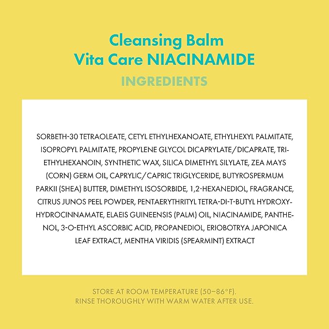 KAHI Cleansing Balm Vita Care Niacinamide - Makeup Remover Balm with Vitamin B, C & Yuzu Peel Scrub - Gentle Exfoliating Korean Skincare 1.69 oz