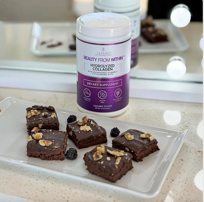 Hydrolyzed Collagen Peptides Powder with Vitamin C & Resveratrol - Hair, Skin and Nails Vitamins for Women & Men - Sugar Free - Coconut Flavored - 16 oz