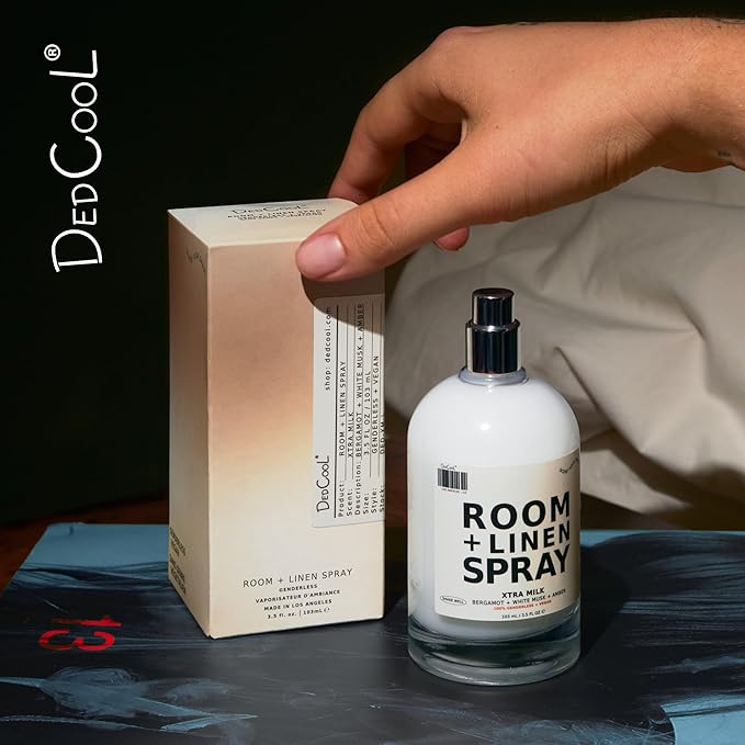 DedCool Room + Linen Spray | Xtra Milk | Luxurious Natural Linen & Fabric Spray | Non-Toxic, Essential Oil Infused | Home, Bedding, Couch, Closet, Bathroom Freshener | 3.5 fl oz