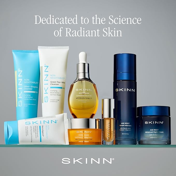 SKINN Daily Evening Face Wash, Multi-Action Cream, Olive & Enzyme Cleanser, 4oz - Facial Cream for Removing Makeup, Impurities & Dead Skin Cells