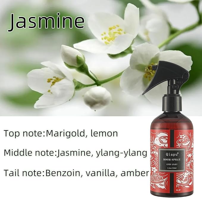 Linen Spray Natural Room Pure Essential Oils Jasmine Pillow Spray for Bedding Pillows Sheets Curtains Mist and Fabric Aromatherapy