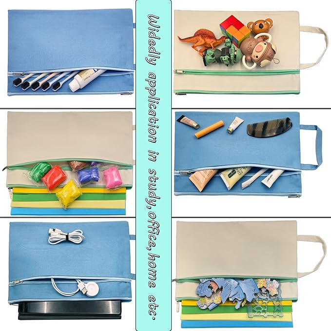 A4 Mesh Zipper Pouch, Waterproof File Bag with Handle,Foldable Document Organizer for School, Office, Travel - Durable Folder with Puzzle Project/Cross Stitch (4)