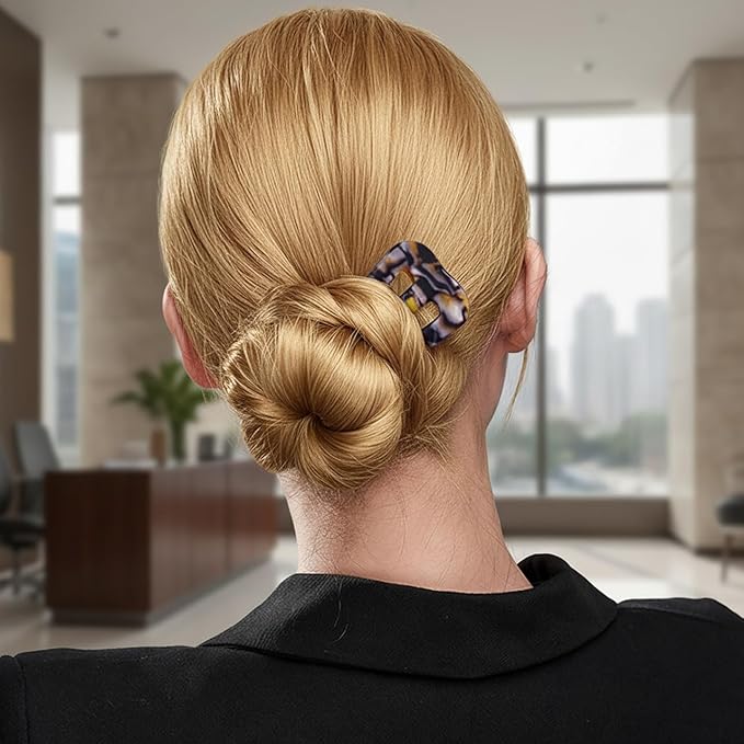 Large French Hair Pins for Women, 3-Prong French Pins for Thick Hair, U Shaped Hair Forks, French Twist Hair Pin Clips, Updo Hair Sticks for Buns, 2 Pcs (Tortoise, Brown)