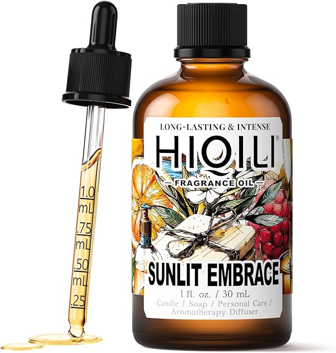 HIQILI Sunlit Embrace Fragrance Oil for Diffuser, Candle, Soap & Perfume Making, Floral-Woody Scent, Long Lasting Aroma - 1 Fl Oz