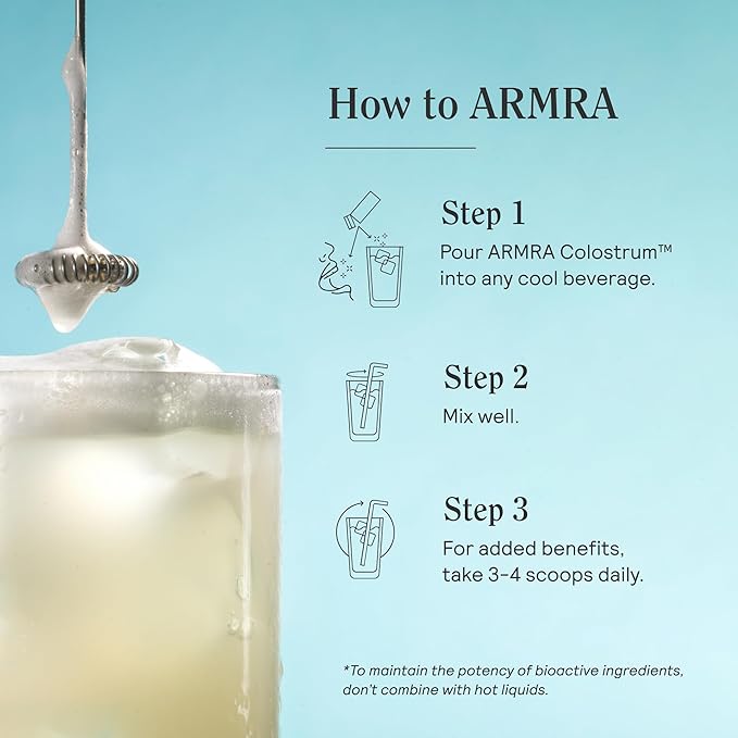 ARMRA Colostrum™ Powder | Unflavored | Gut Health & Bloating | Skin & Hair | Immunity | Keto, Gluten & Fat-Free | 30 Servings