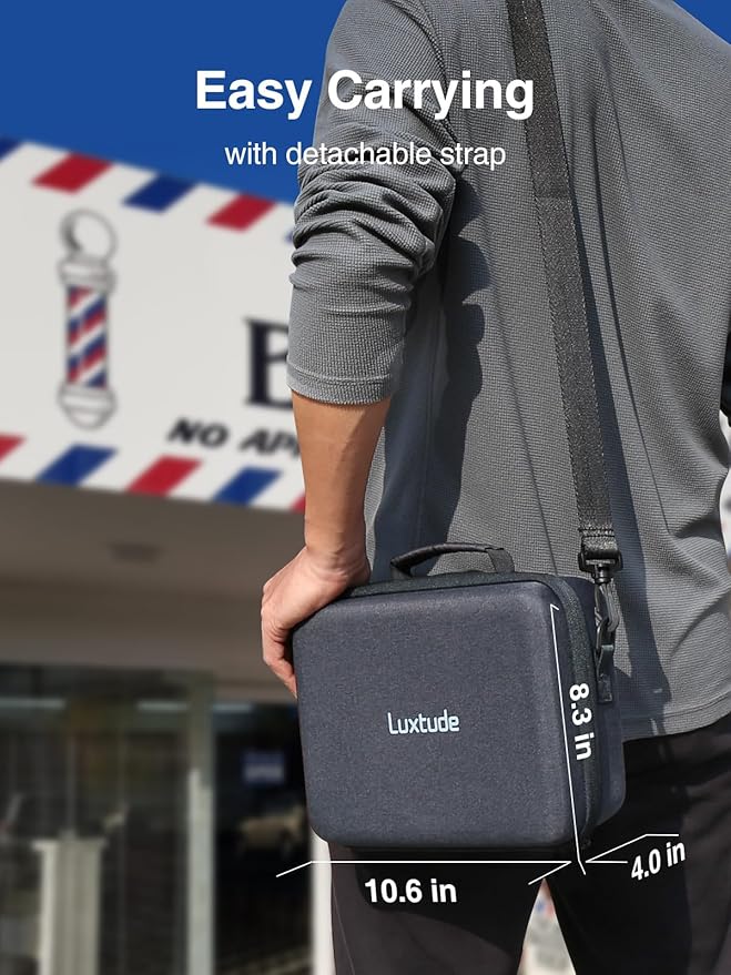 Luxtude Travel Barber Case, Hard Barber Bags for Clippers and Supplies, Travel Hair Clipper Case, Clipper and Trimmer Cases with Shoulder Strap, Easy Carrying