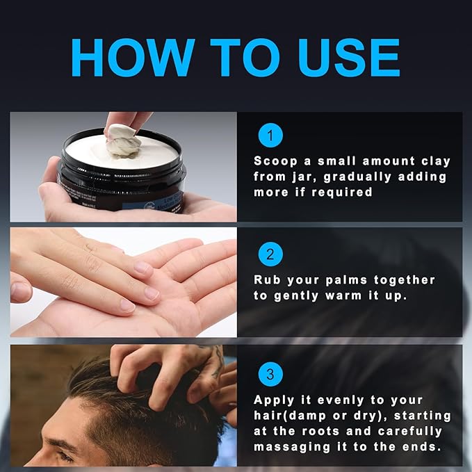 JVR Hair Clay for Men and Women, Medium Hold Matte Finish Texturizing Clay Hair Product Men with Natural and Organic Ingredients, Easy To Wash Out, For All Hairstyles Cream (2.86 oz)