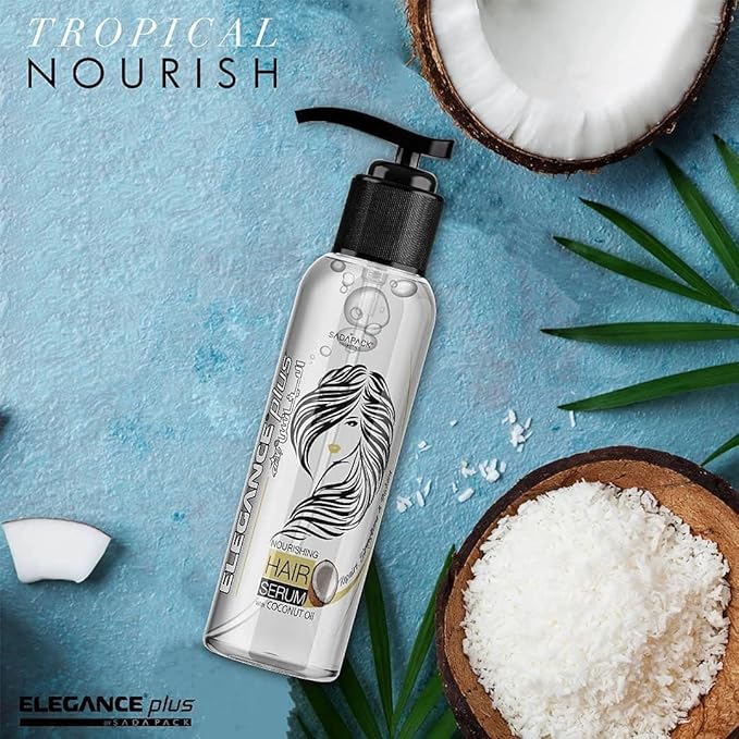 Elegance Plus Hair Serum, 10.1 Oz, Coconut Based, Hair Serum that Nourishes and Softens your Hair, Long Lasting Shine