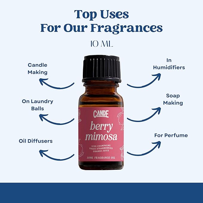 CANDECraftCo Premium Fragrance Oil – Diffuser Oils Fragrances Scented for Home, Candle Soap Making Supplies, Aromatherapy Blends for House (0.34 Fl Oz) (2-Pack, Berry Mimosa)