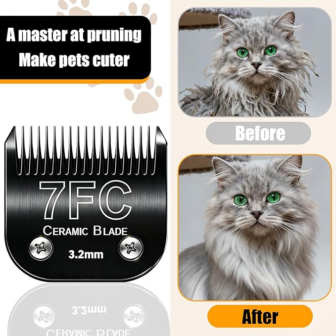 Dog Grooming Clipper Blades Replacement Compatible with Andis Dog Clippers,Most OsterA5, Wahl KM Series Pet Clippers (Black(7FC))