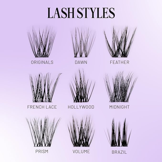 Lilac St - Prism Glamorous Faux Eyelash Clusters (12mm) - Dynamic & Fluttery Volume - DIY Lash Extension Wisps - Lightweight & Lifelike - Lasts 10 Days - Women Founded, Cruelty Free, Vegan - 10 Lashes