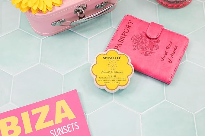 Spongelle Sweet Patchouli Spongette Loofah Body Scrubber | Bath & Shower Loofah for Women | Body Scrubber Exfoliator with Body Wash Infused Sponge | 5+ uses | Warm Patchouli, Amber & Vanilla