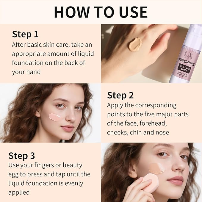 Anti-Dark Spot Liquid Foundation - Collagen Serum Foundation Infused with 2% Niacinamide, High Coverage For A Smooth & Satin Finish, 106 Light