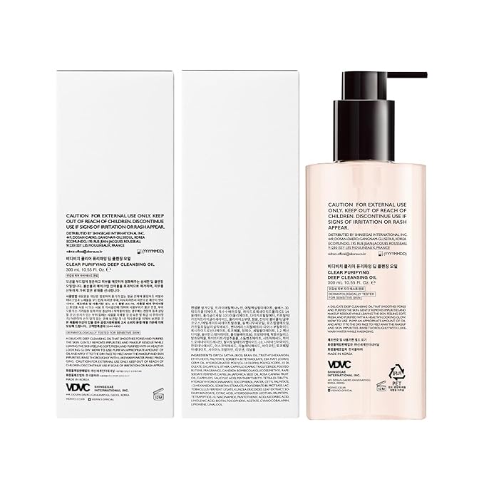 VIDIVICI Clear Purifying Deep Cleansing Oil 10.14 fl.oz | Gentle Makeup Remover for All Skin Types,Removes Waterproof Makeup with LHA,fermented camellia seed oil&rosehip seed oil,Korean skin care