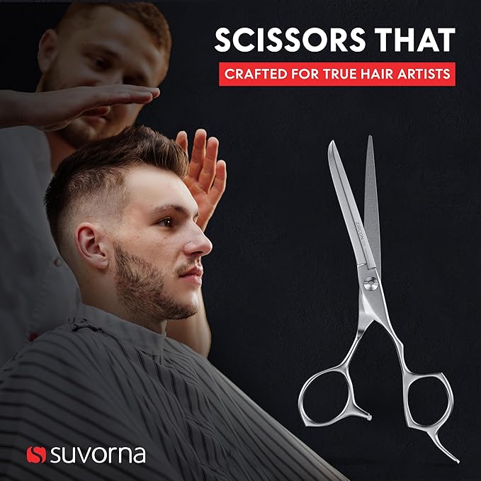 Suvorna Professional Hair Cutting Scissors - 6.5" Barber Shears for Hair Cutting - Japanese Stainless Steel Haircut Scissors for Barbers and Hairdressers - Razor Edge Hair Shears for Women and Men
