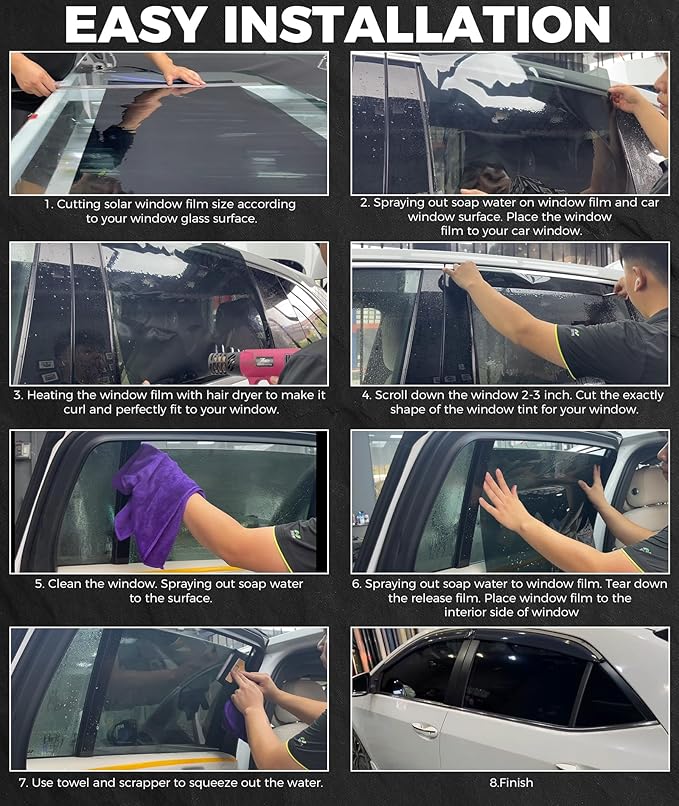 RP Remarkable Power Car Window Tint Film 5% VLT, 36" in x 15' FT UVR 99% Heat& UV Block, Scratch Resistant, undisturbed Signal, Privacy Film for Windshield, Professional Auto Car Tint Roll