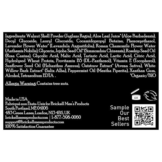 Brickell Men's Polishing Body Scrub for Men, Natural and Organic Body Exfoliator to Remove Dirt, Prevent Blemishes, and Brighten Skin (8 ounce)