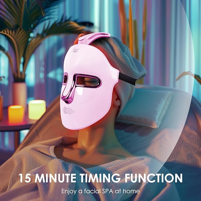 Red-Light-Therapy-for-Face, 7-1 Colors Led Face Mask Light Therapy, Facial Skin Care Mask (White)