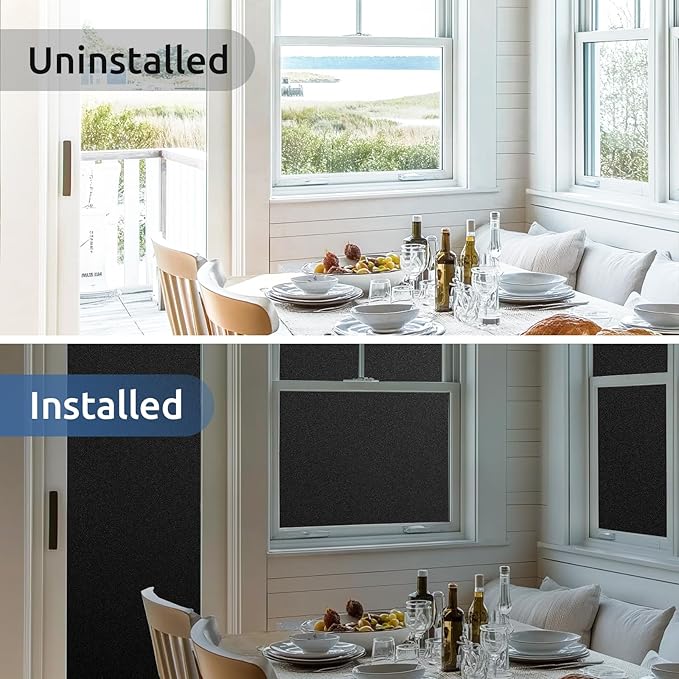 rabbitgoo Blackout Window Film, Sun Heat Blocking Privacy Cover for Glass, Removable Opaque Room Darkening Dark Black Out Window Covers Tint Shades for Home Day Sleep Light Blocker 23.6 x 78.7 Inches