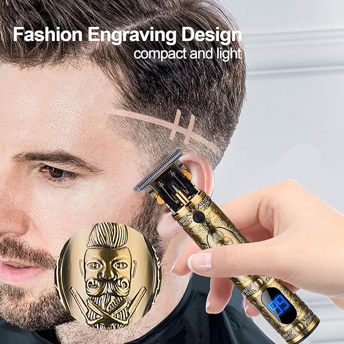 Hair Clippers for Men, Professional Hair & Beard Trimmer for Men, T-Blade Hair Edgers Clippers, Gold Knight Close-Cutting Trimmers, Cordless Clippers for Hair Cutting