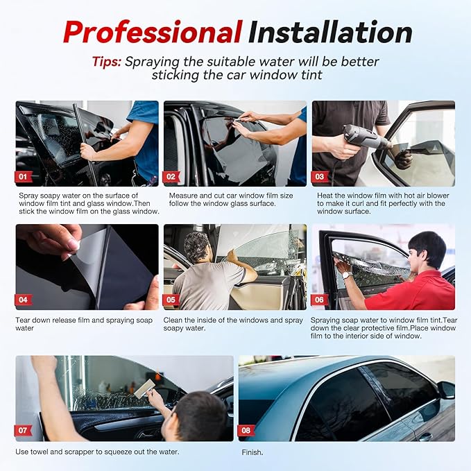 Vepagoo Nano Ceramic Car Window Tint Film 5% VLT- 20" in 30Ft Privacy Window Tint, Blocks UV/IR Rays, Heat & Glare - Scratch Resistance Car Window Film