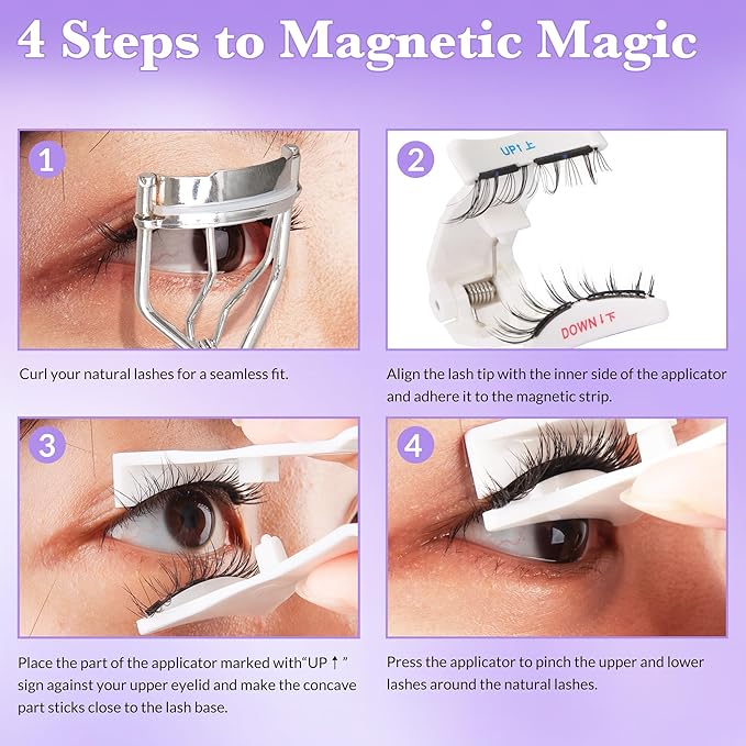 Bepholan Soft Magnetic Lashes with Applicator,No Glue Needed Reusable Soft Magnetic Eyelashes Natural Look Easy to Wear and Remove Waterproof Cruelty-free False Lashes(RC001)