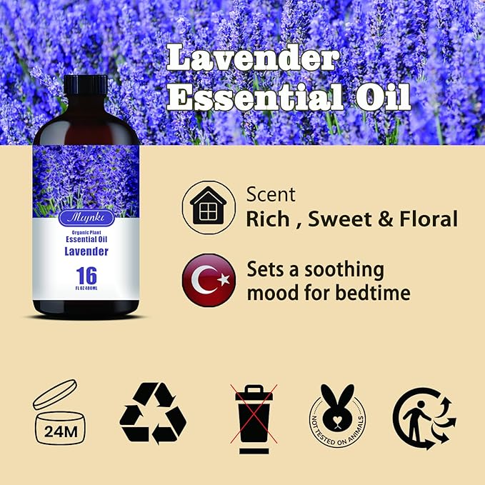 Lavender Essential Oil-Lavender Fragrance Oil 16.33oz (490ml)-100% Pure Natural Scent for Diffusers, Candles, Soap Making & Aromatherapy-Relaxing Home & Gift Essential Oil for Bath, Massage