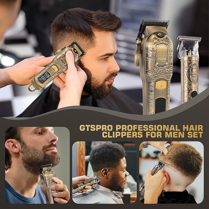 Professional Hair Clippers for Men Set, Electric Haircut Kit Mens Cordless Hair Clipper for Barbers