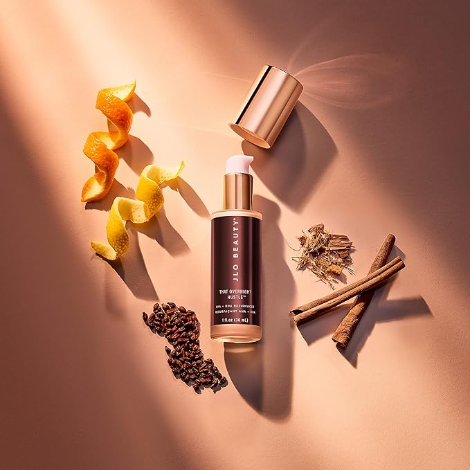 JLO BEAUTY AHA BHA Exfoliant Face Cream, Night Moisturizer with Glycolic Acid & Hyaluronic Acid, Skin Care for Women, That Overnight Hustle Exfoliating Night Cream for Fine Line Support, 1 Oz