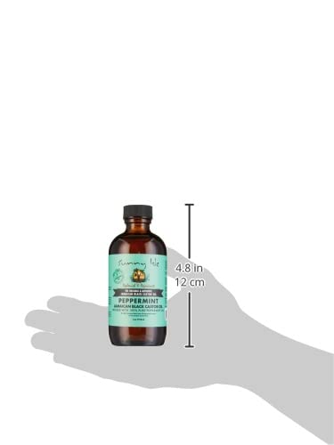 Sunny Isle Jamaican Black Castor Oil with Peppermint 4oz | Promotes Longer, Thicker, Hair | Soothes Dry Itchy Scalp | Moisturizes Skin & Helps with Eczema, Psoriasis and Muscle Aches