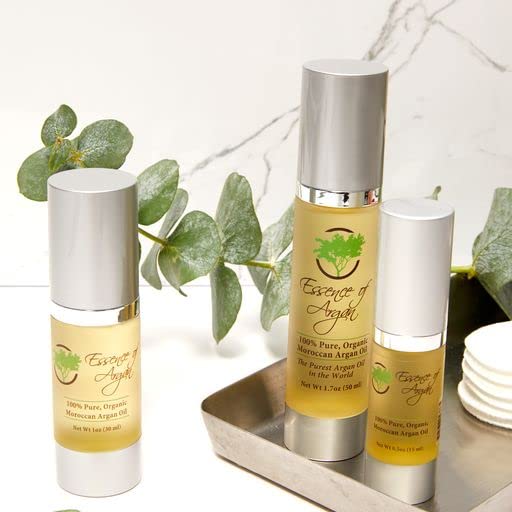 Essence Of Argan Moroccan Argan Oil for Hair, Skin & Nails - Natural Eco-Certified Cold Pressed Oil for Skin Moisturization - Non-Greasy Formula for Hair and Nail Growth - Pack of 3