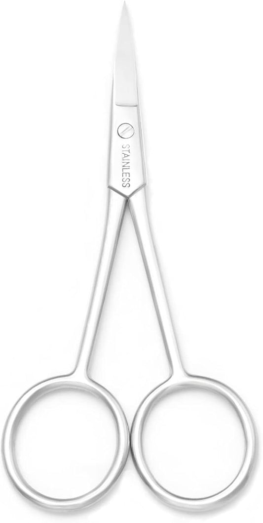 Multicolor Professional Grooming Scissors for Personal Care Facial Hair Removal and Ear Nose Eyebrow Trimming Stainless Steel Fine Straight Tip Scissors 3.9 Inch (Silver D)