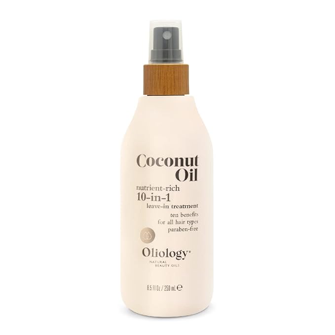 Oliology Coconut Oil 10-in-1 Multipurpose Spray - Leave in Treatment for All Hair Types | Detangles, Controls Frizz, Hydrates & Moisturizes | Made in USA, Cruelty Free & Paraben Free (8.5 oz)